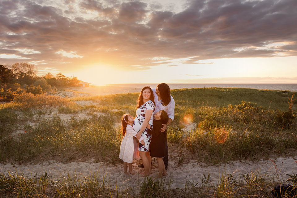 Pregnant woman taking photos
